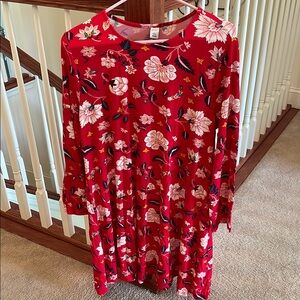 Old Navy Red Floral Long Sleeve Dress